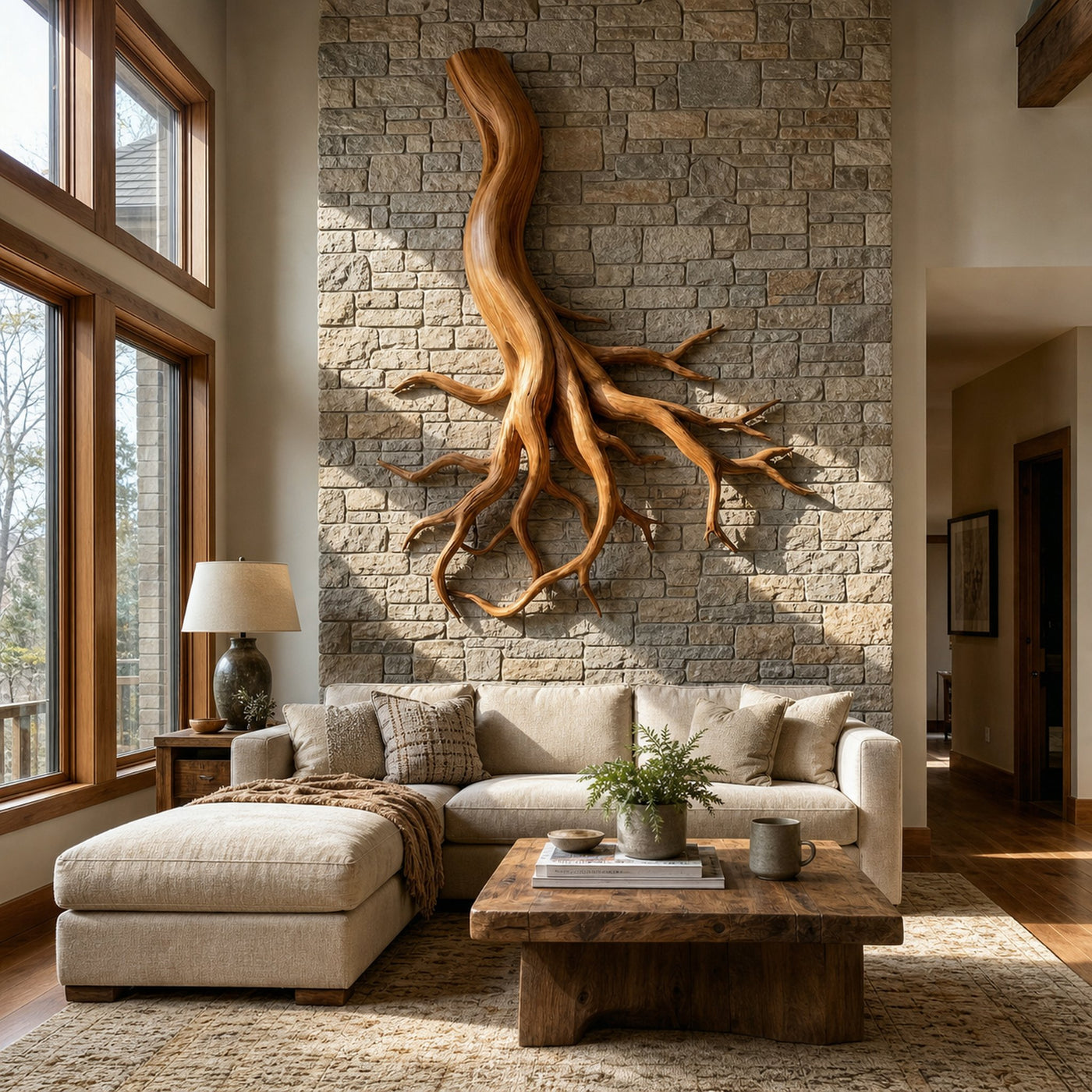 Rustic Organic Root Sculpture Wall Decor Living Room And Hallway - product view 4
