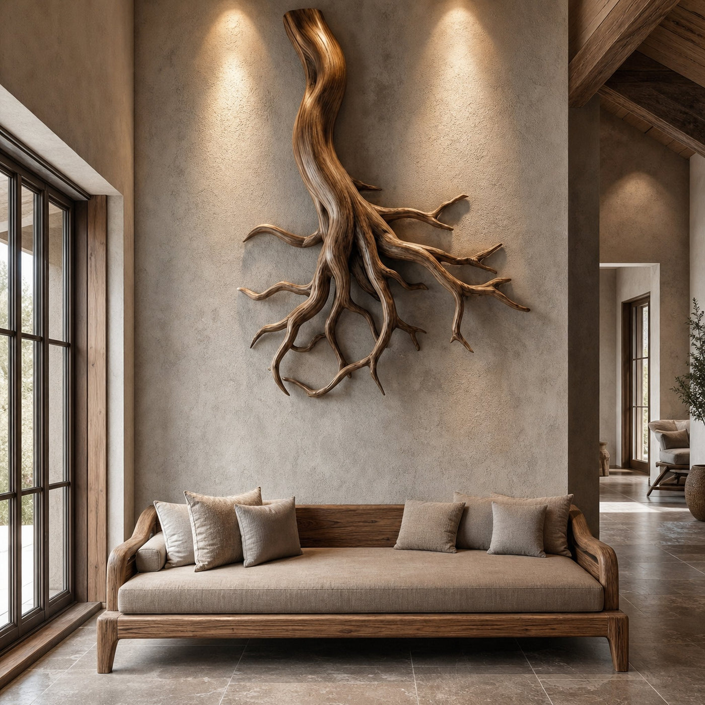 Rustic Organic Root Sculpture Wall Decor Living Room And Hallway - product view 5