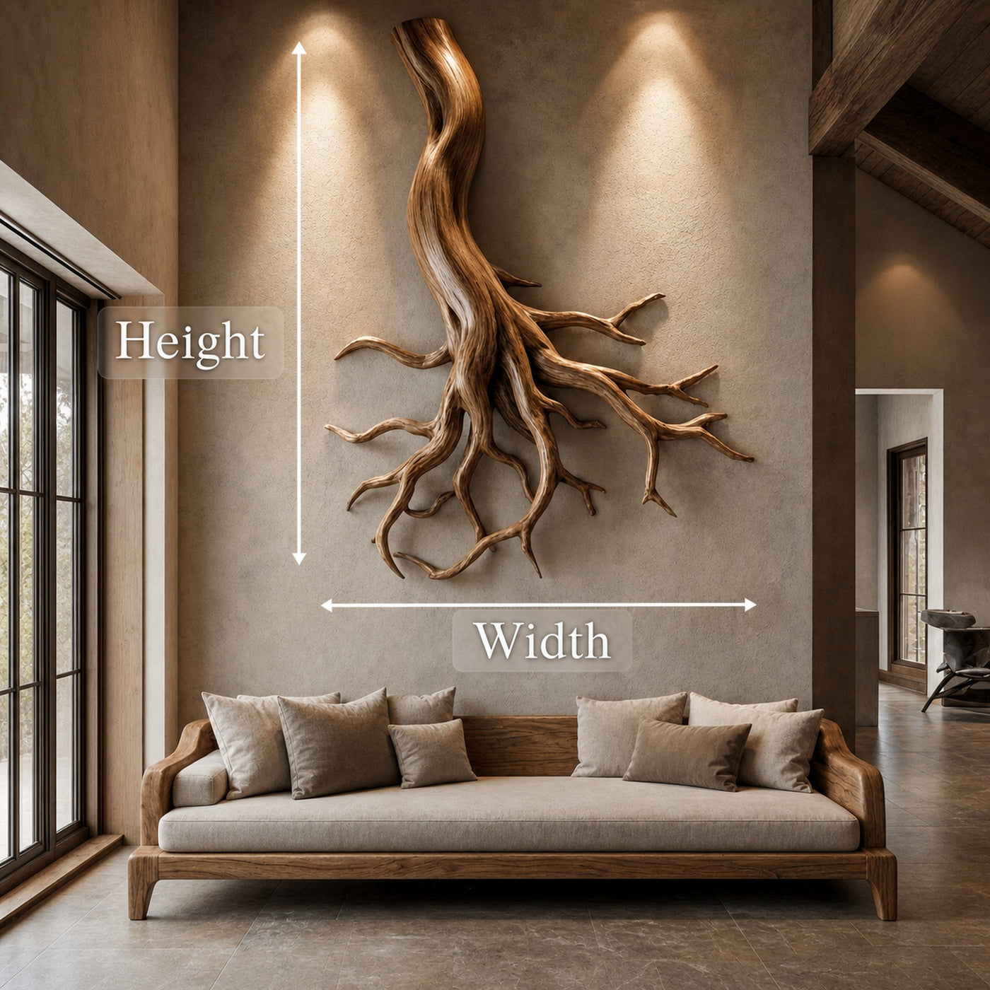 Rustic Organic Root Sculpture Wall Decor Living Room And Hallway - product view 7