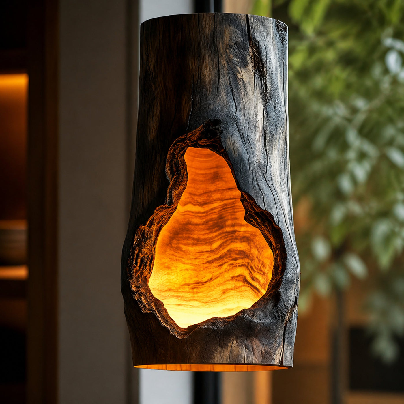 Rustic Pendant Light And Log Lamp For Living Room And Dining Room Decor - product view 2