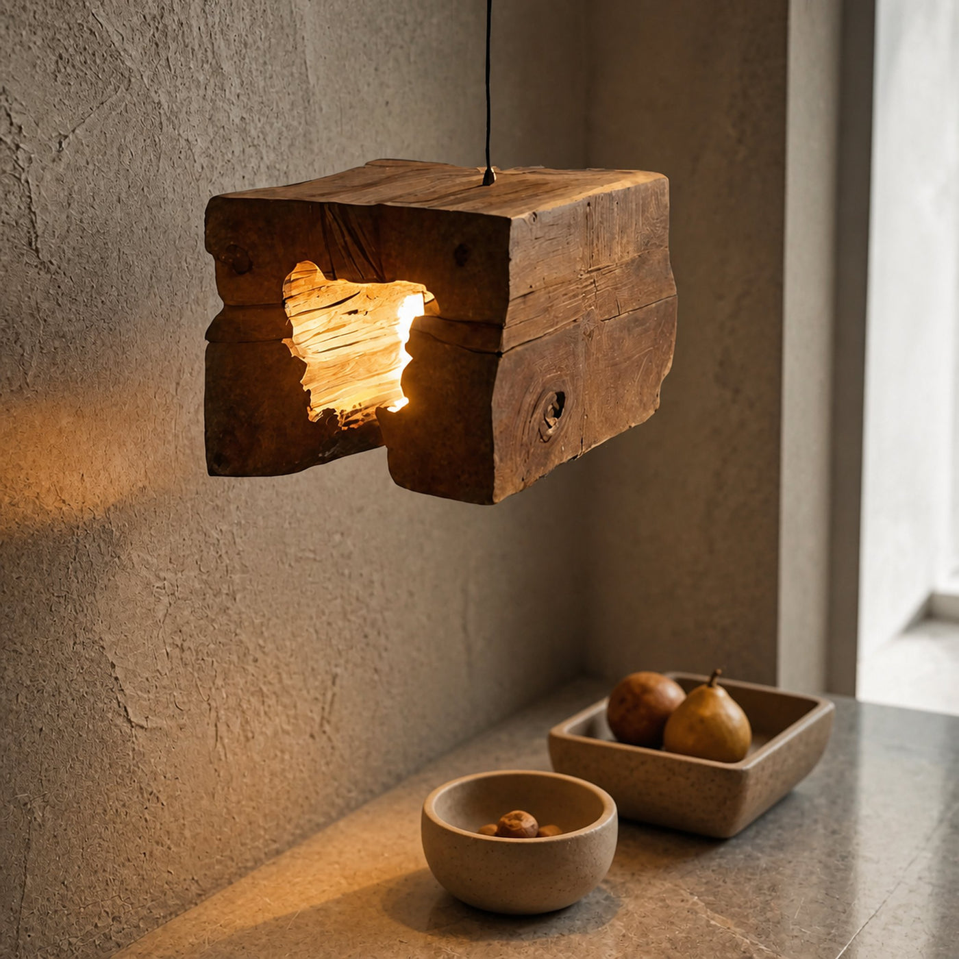Rustic Pendant Light And Natural Log Lighting For Living Room Dining Room And Kitchen