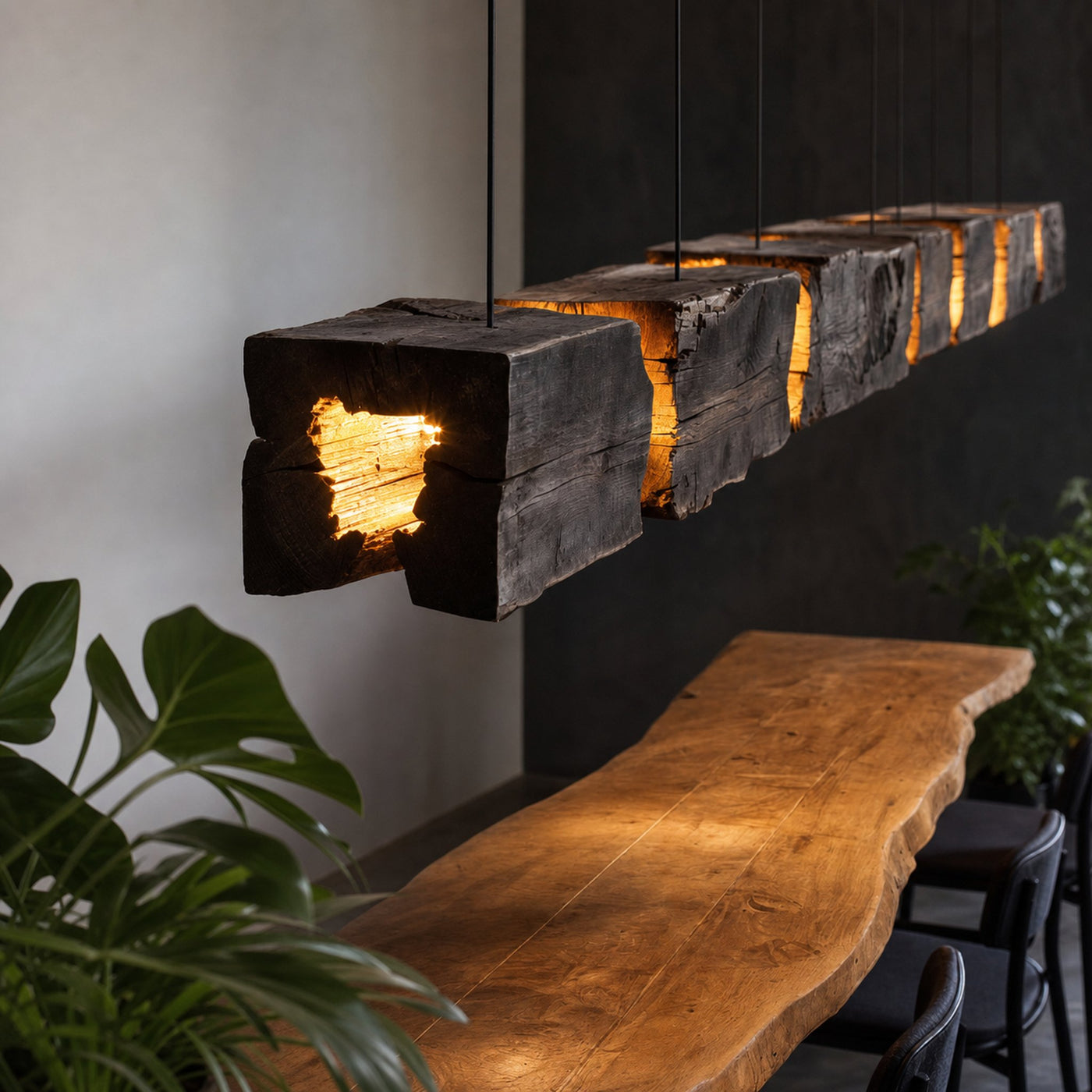 Rustic Pendant Light And Natural Log Lighting For Living Room Dining Room And Kitchen - product view 2