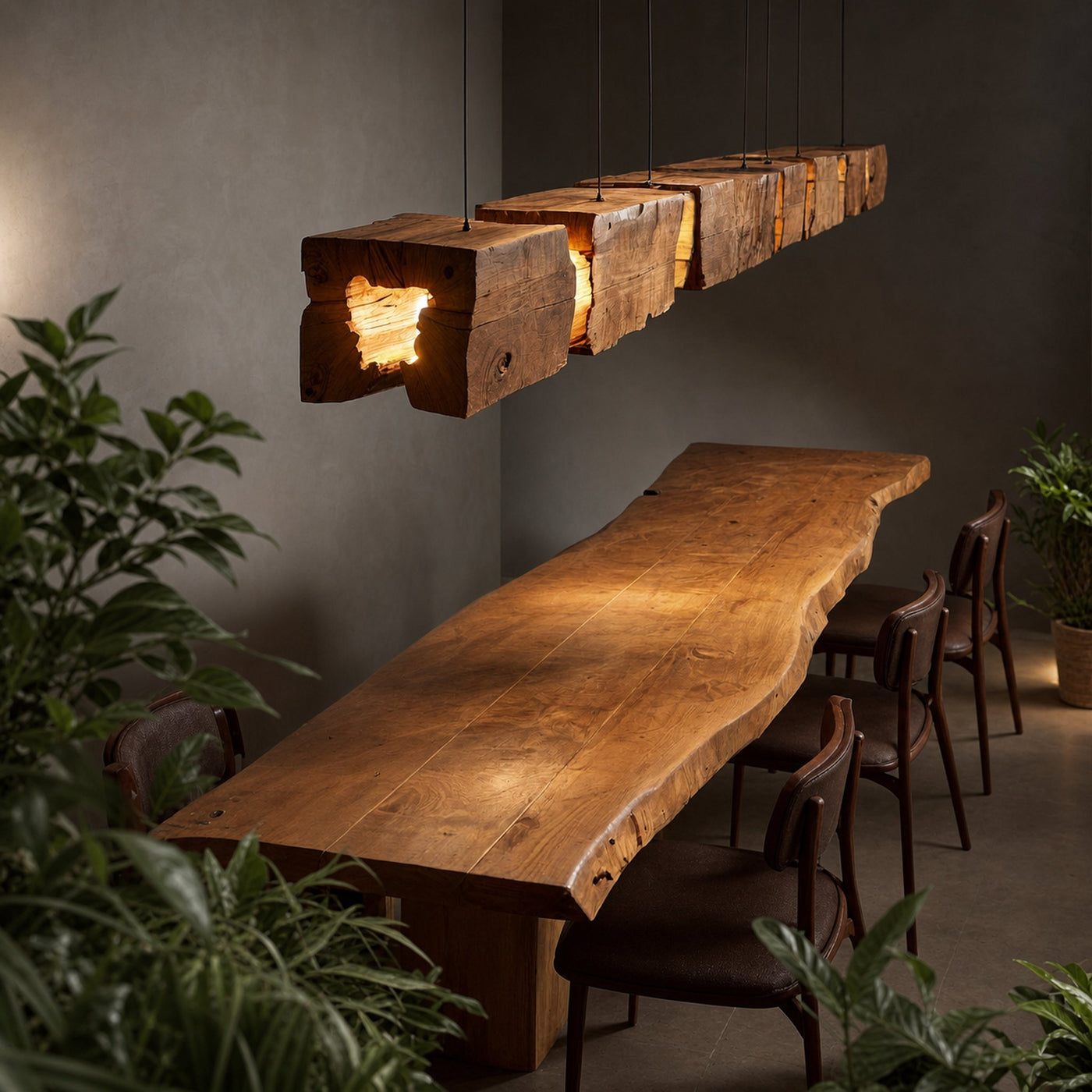 Rustic Pendant Light And Natural Log Lighting For Living Room Dining Room And Kitchen - product view 3