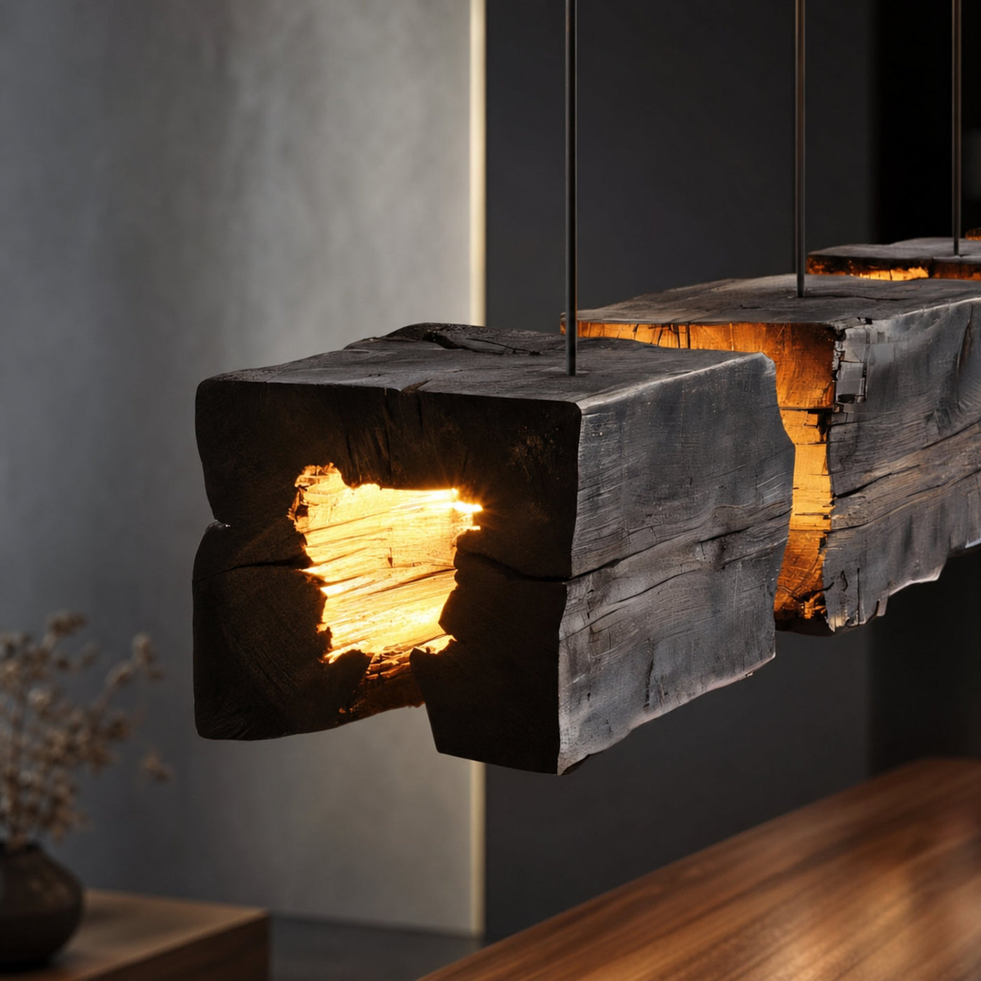 Rustic Pendant Light And Natural Log Lighting For Living Room Dining Room And Kitchen - product view 4