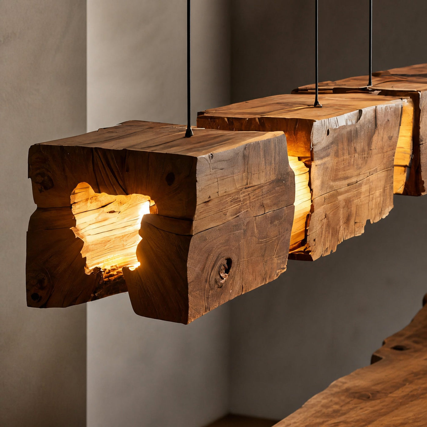 Rustic Pendant Light And Natural Log Lighting For Living Room Dining Room And Kitchen - product view 5