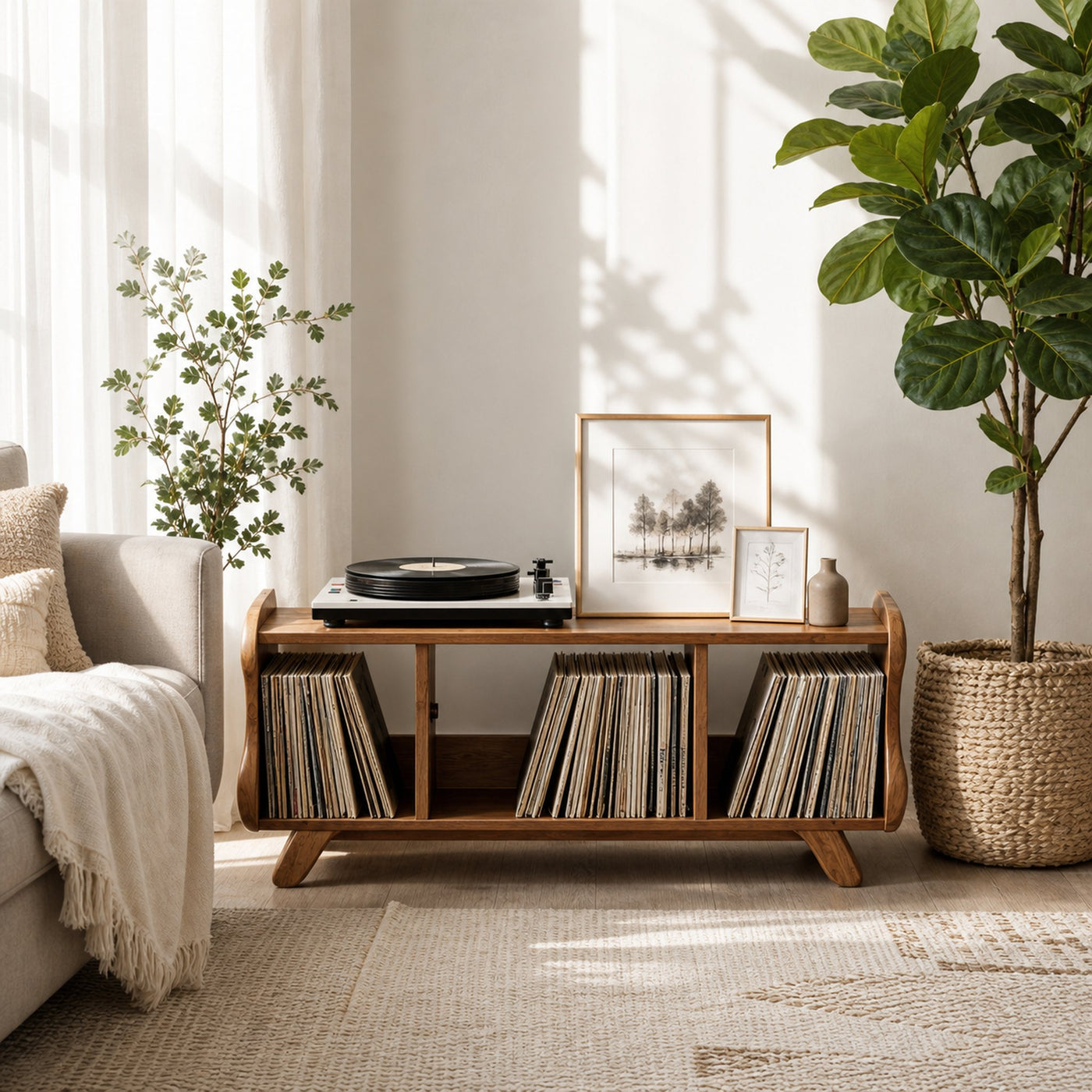 Rustic Record Player Cabinet Solid Wood For Living Room Use - product view 2