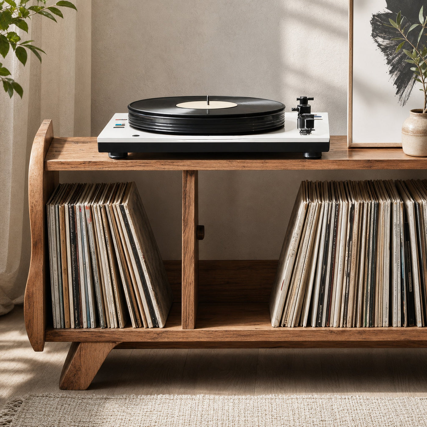 Rustic Record Player Cabinet Solid Wood For Living Room Use - product view 3
