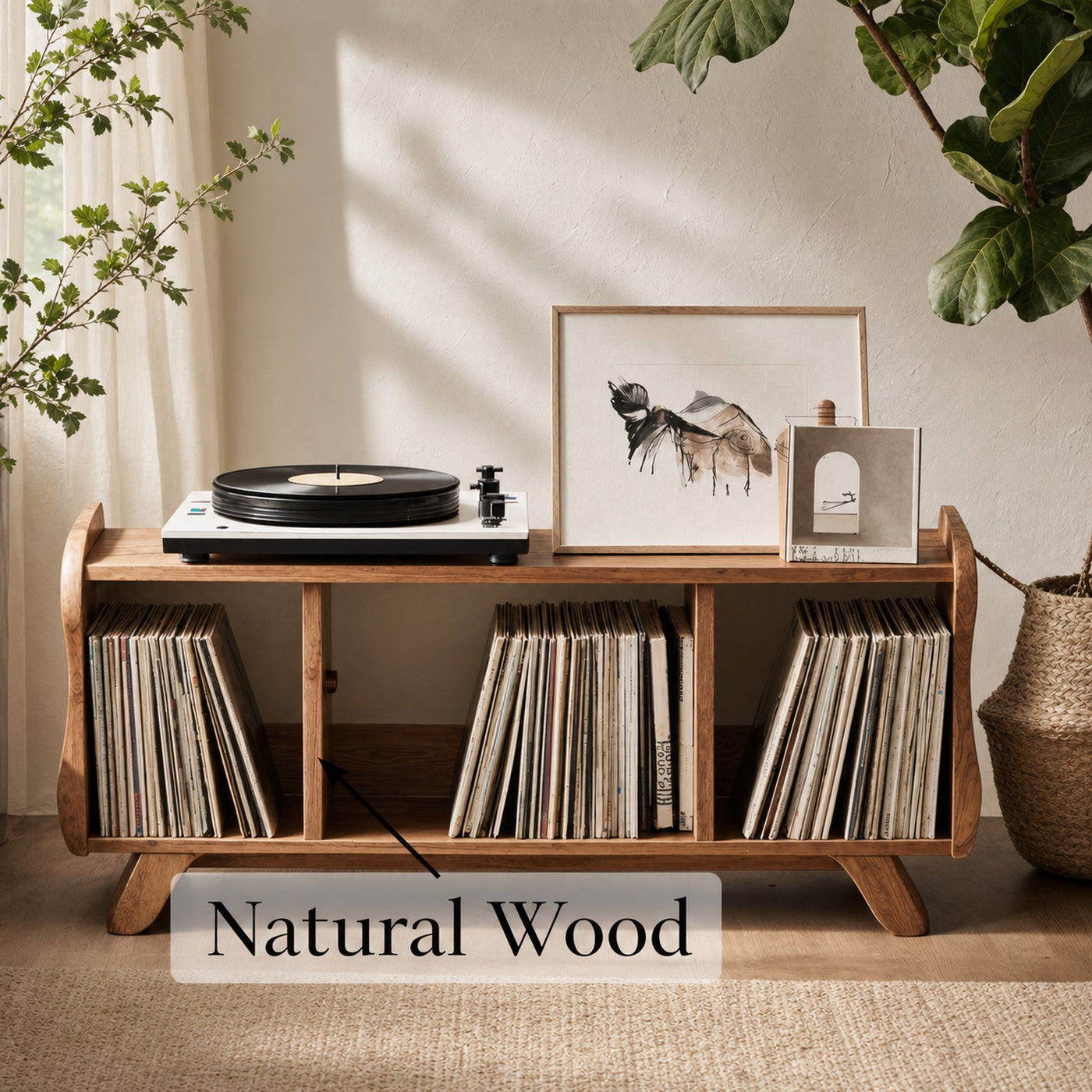 Rustic Record Player Cabinet Solid Wood For Living Room Use - product view 5