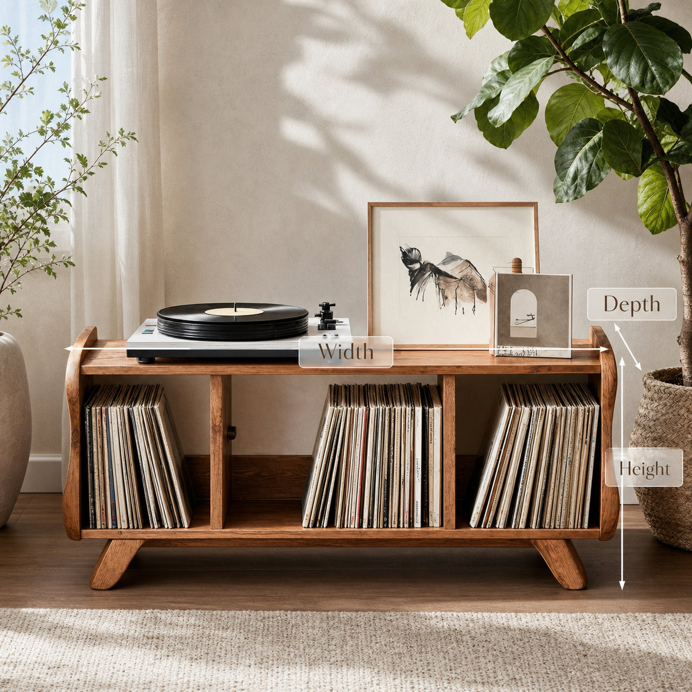 Rustic Record Player Cabinet Solid Wood For Living Room Use - product view 6