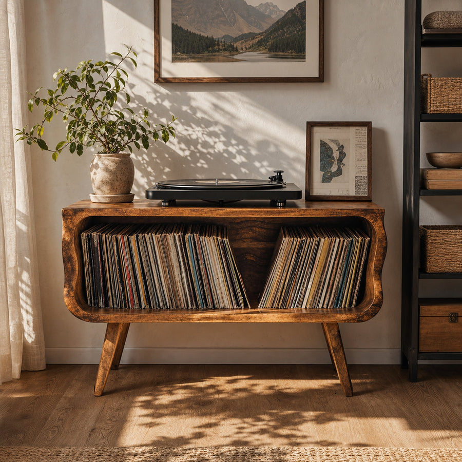 Rustic Record Player Stand Entryway Decor