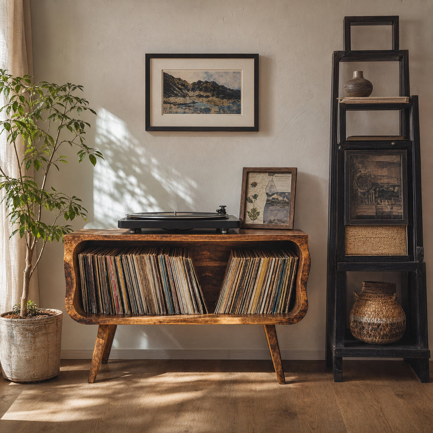 Rustic Record Player Stand Entryway Decor - product view 2