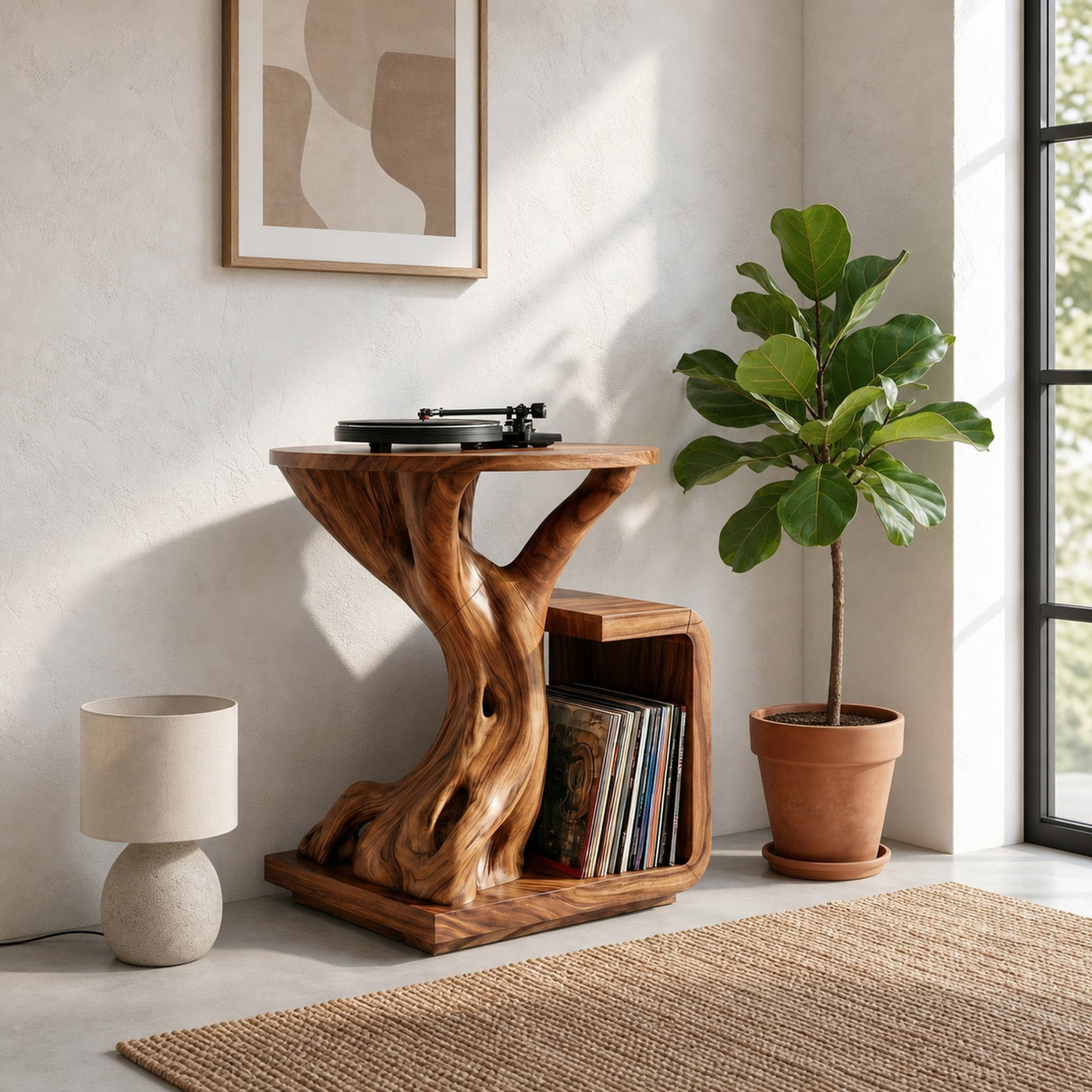 Rustic Record Player Stand For Lounge