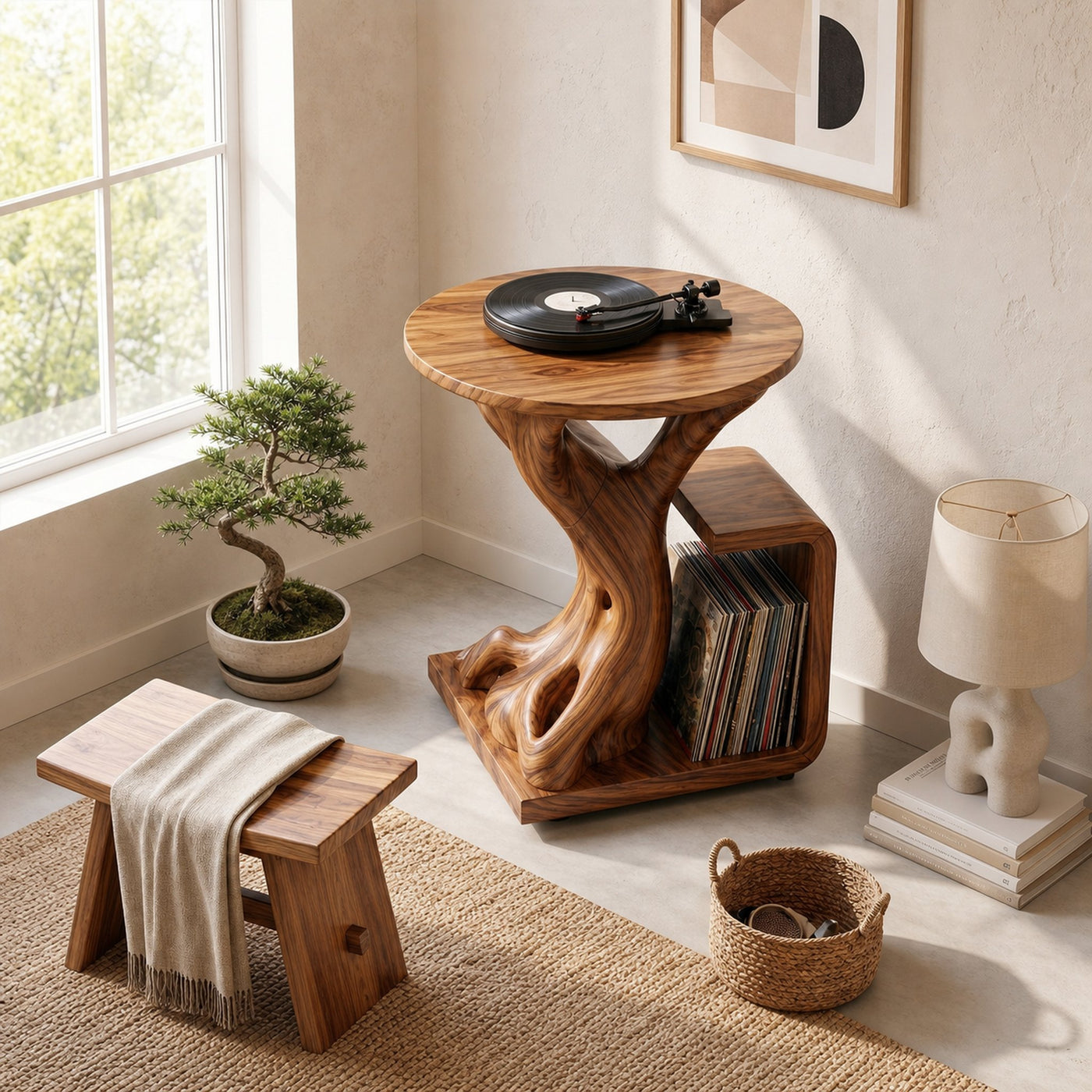 Rustic Record Player Stand For Lounge - product view 2