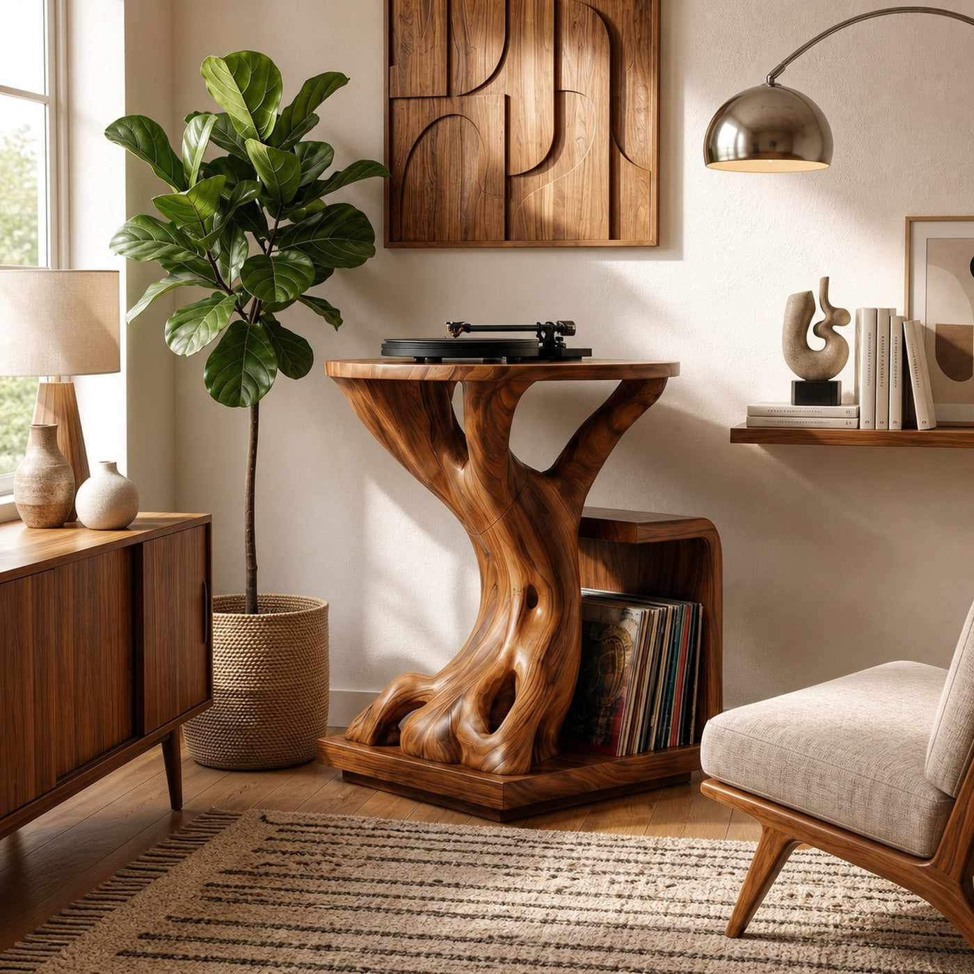 Rustic Record Player Stand For Lounge - product view 3