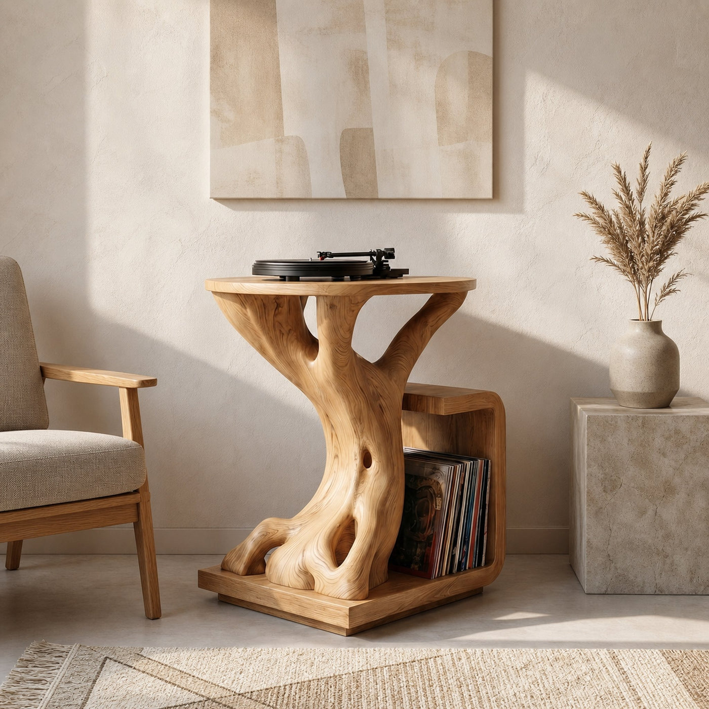 Rustic Record Player Stand For Lounge - product view 4