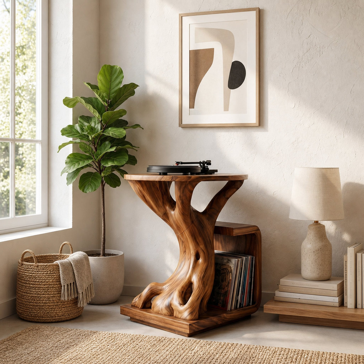 Rustic Record Player Stand For Lounge - product view 5