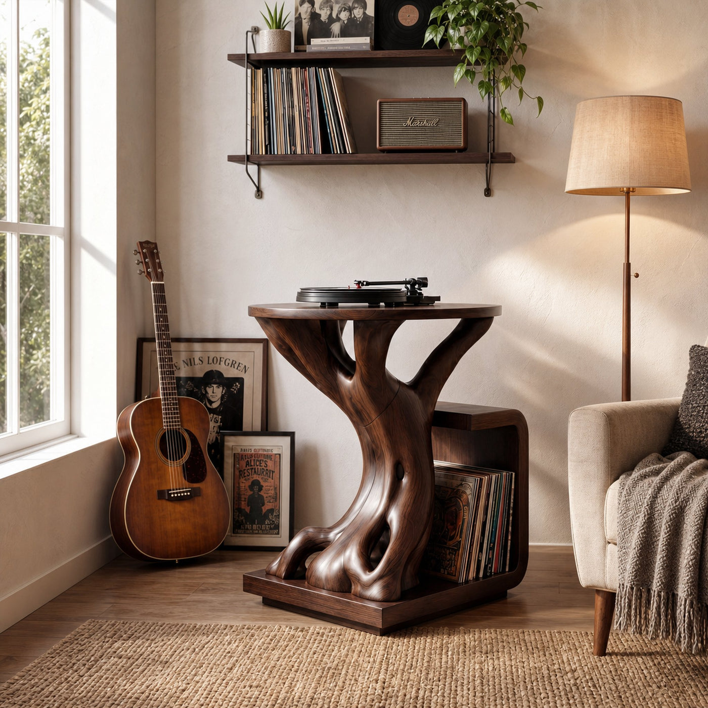 Rustic Record Player Stand For Lounge - product view 6