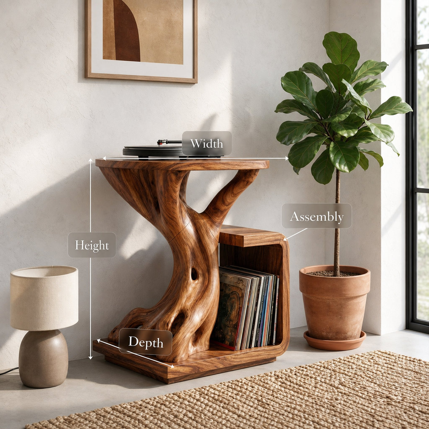 Rustic Record Player Stand For Lounge - product view 8