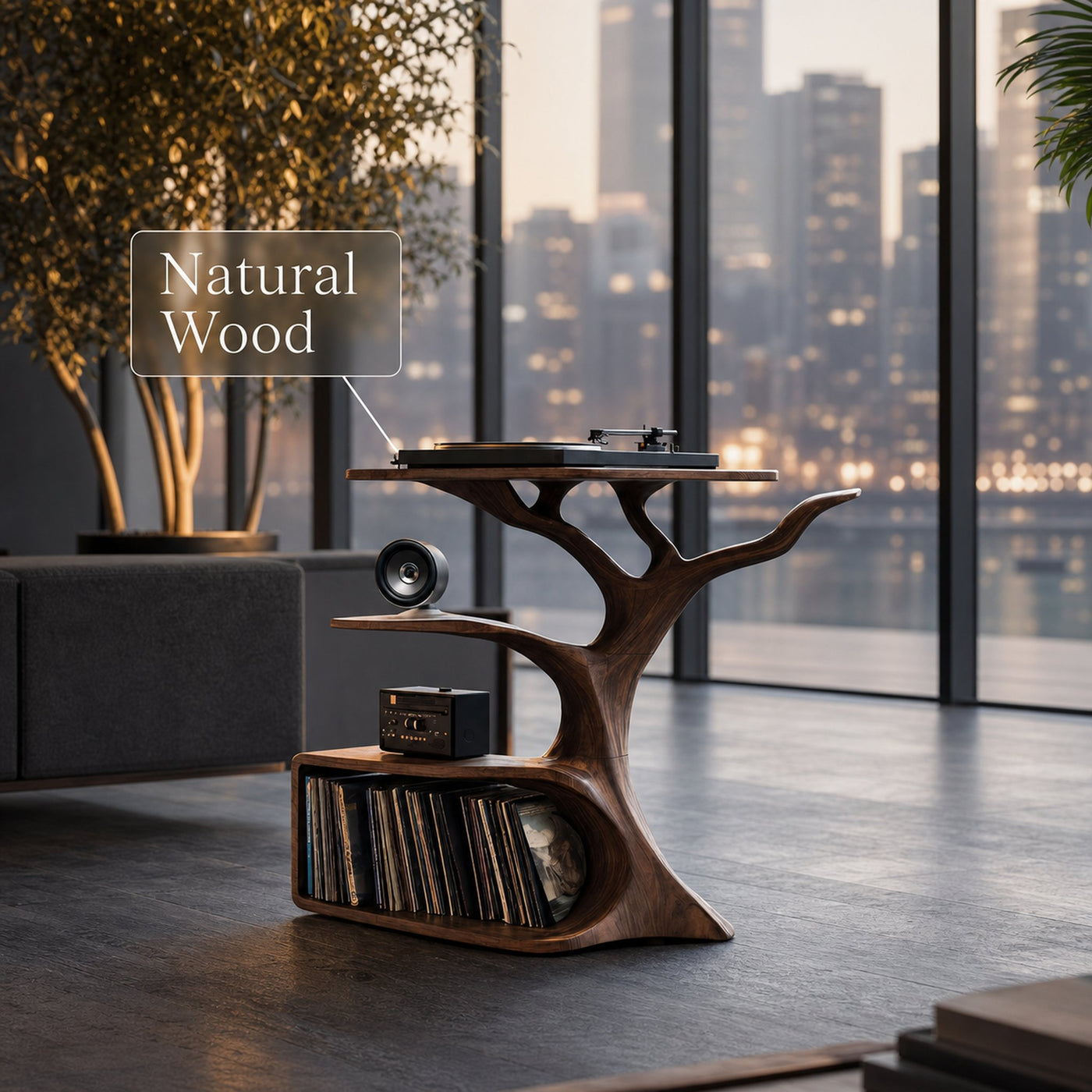 Rustic Record Player Table For Furniture And Audio - product view 5