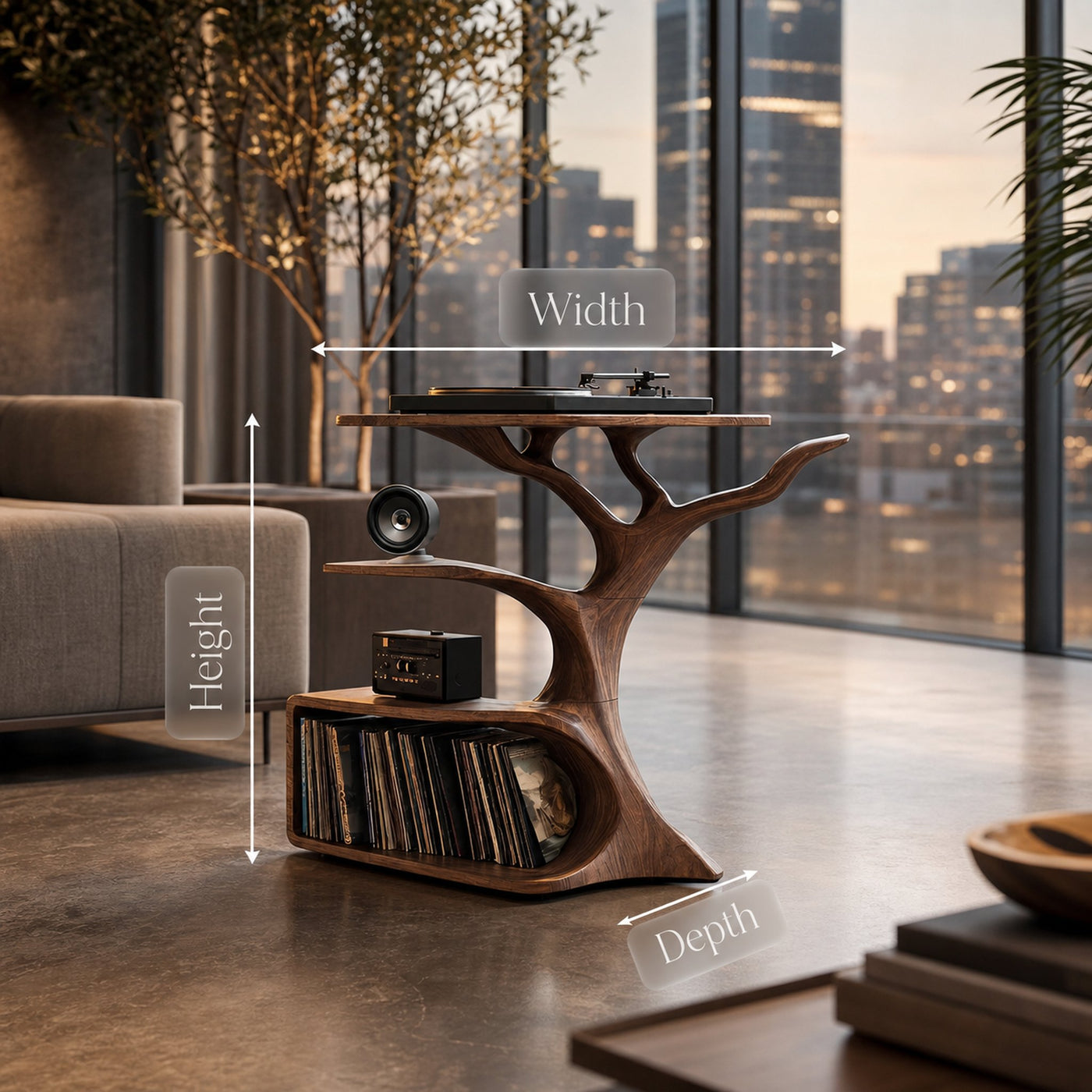 Rustic Record Player Table For Furniture And Audio - product view 6