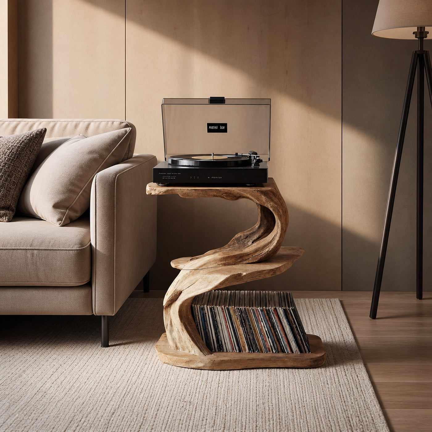 Rustic Record Stand Industrial Living Room Furniture