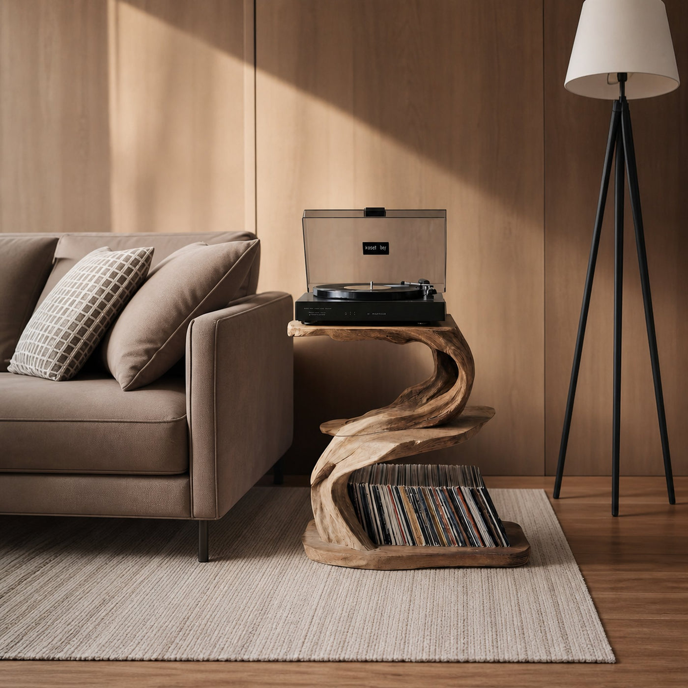 Rustic Record Stand Industrial Living Room Furniture - product view 2