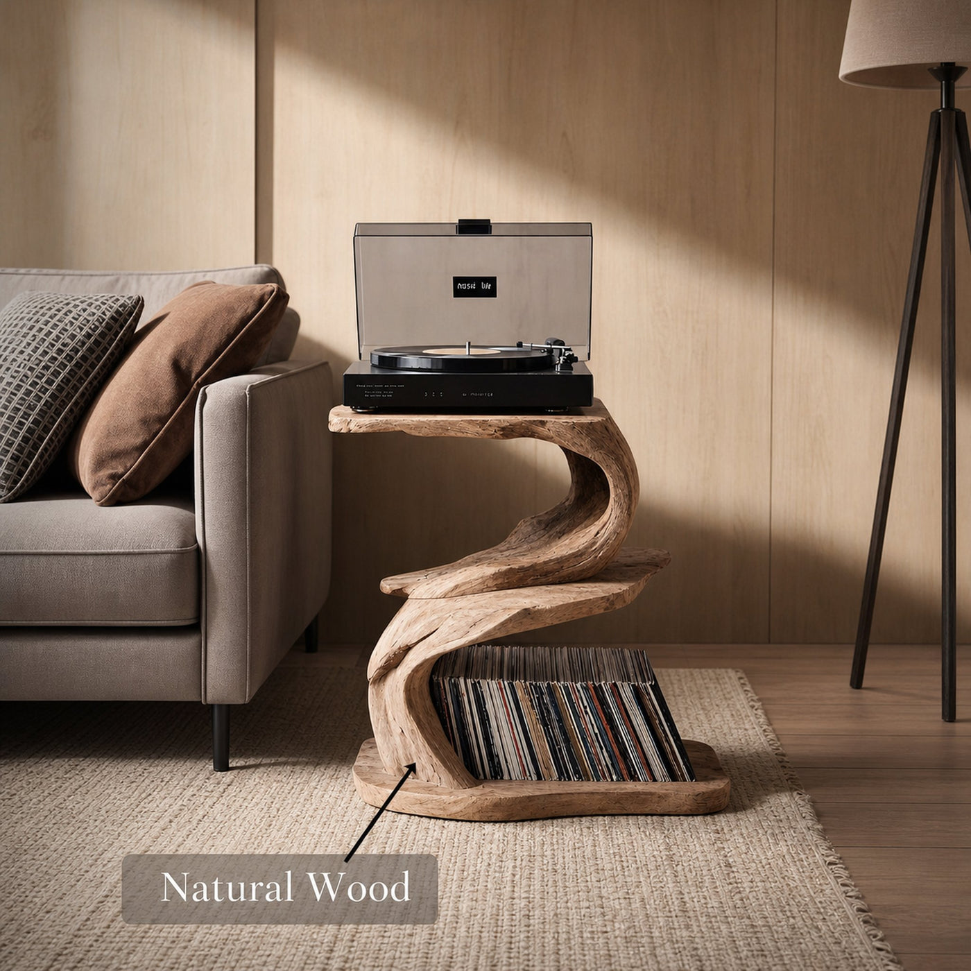 Rustic Record Stand Industrial Living Room Furniture - product view 5