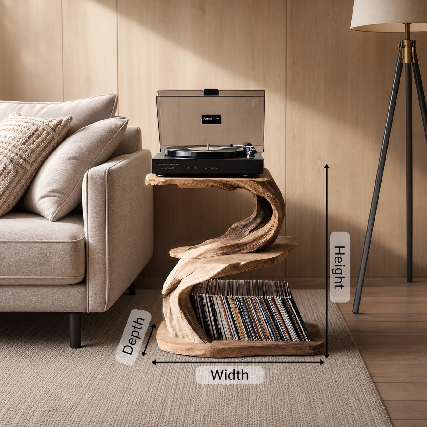 Rustic Record Stand Industrial Living Room Furniture - product view 6