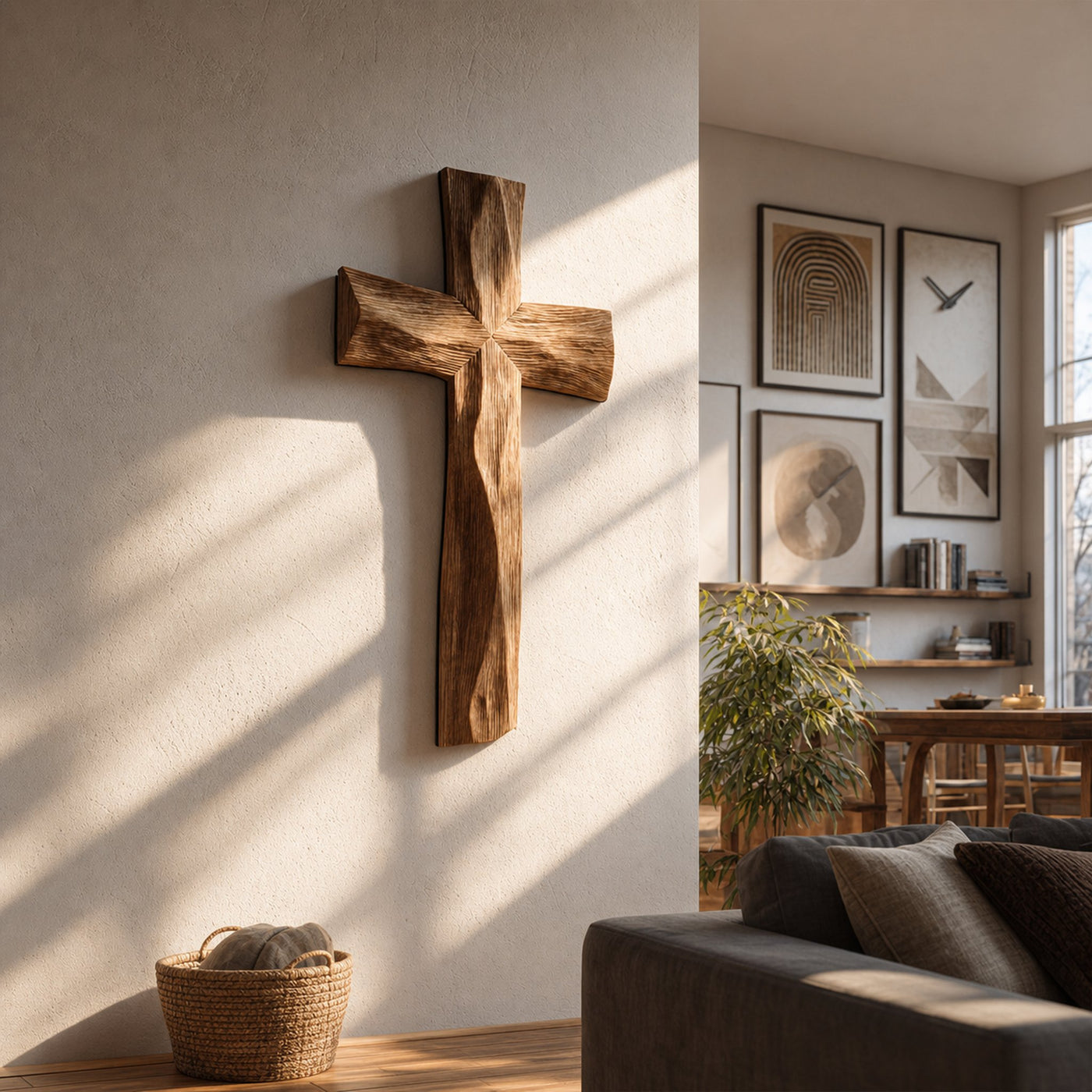 Rustic Religious Wall Cross Bedroom Or Living Room - product view 2