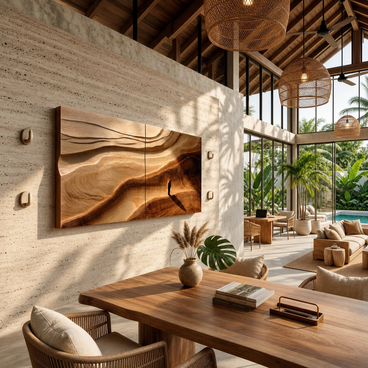 Rustic River Wood Wall Art For Luxury Organic Home Decor - product view 3
