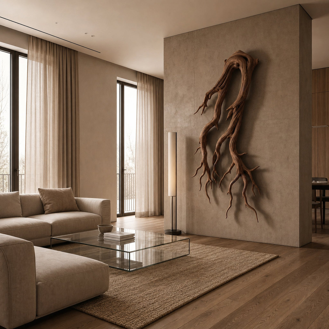 Rustic Root Wood Wall Sculpture Living Room And Entryway - product view 2