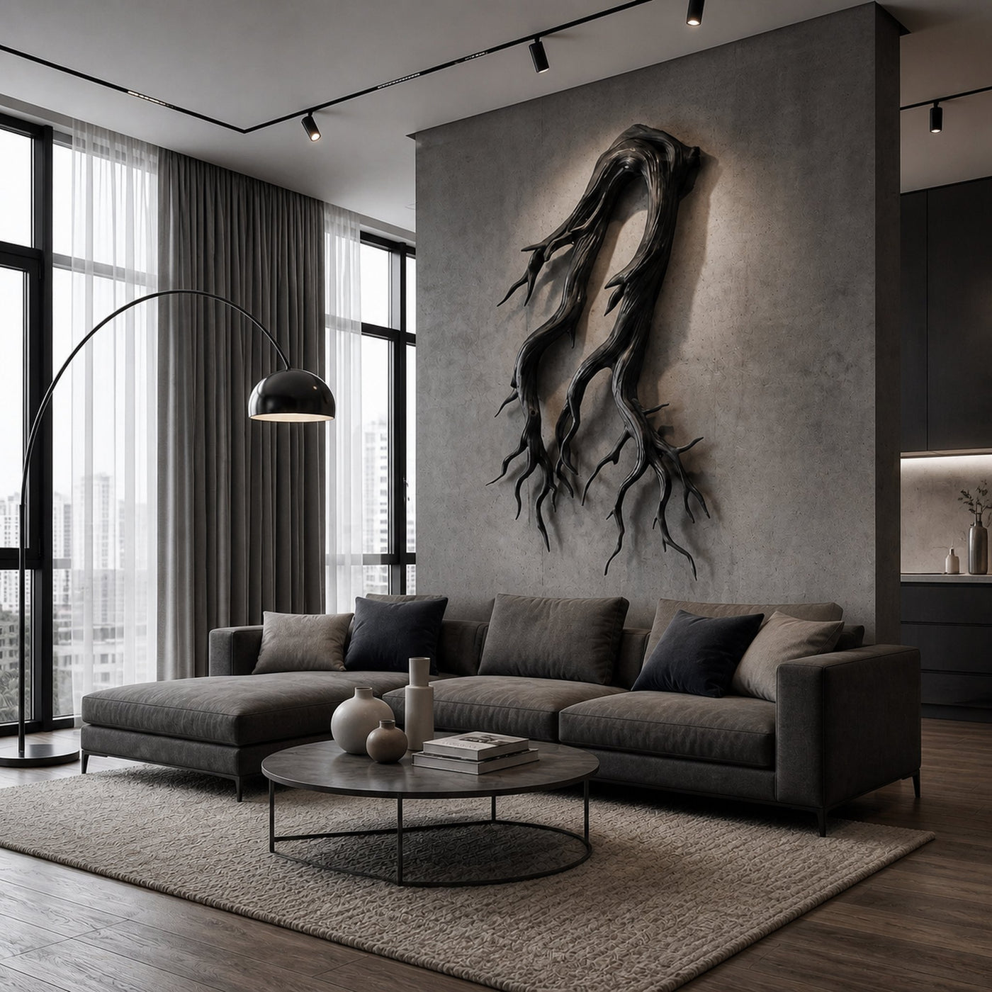 Rustic Root Wood Wall Sculpture Living Room And Entryway - product view 3
