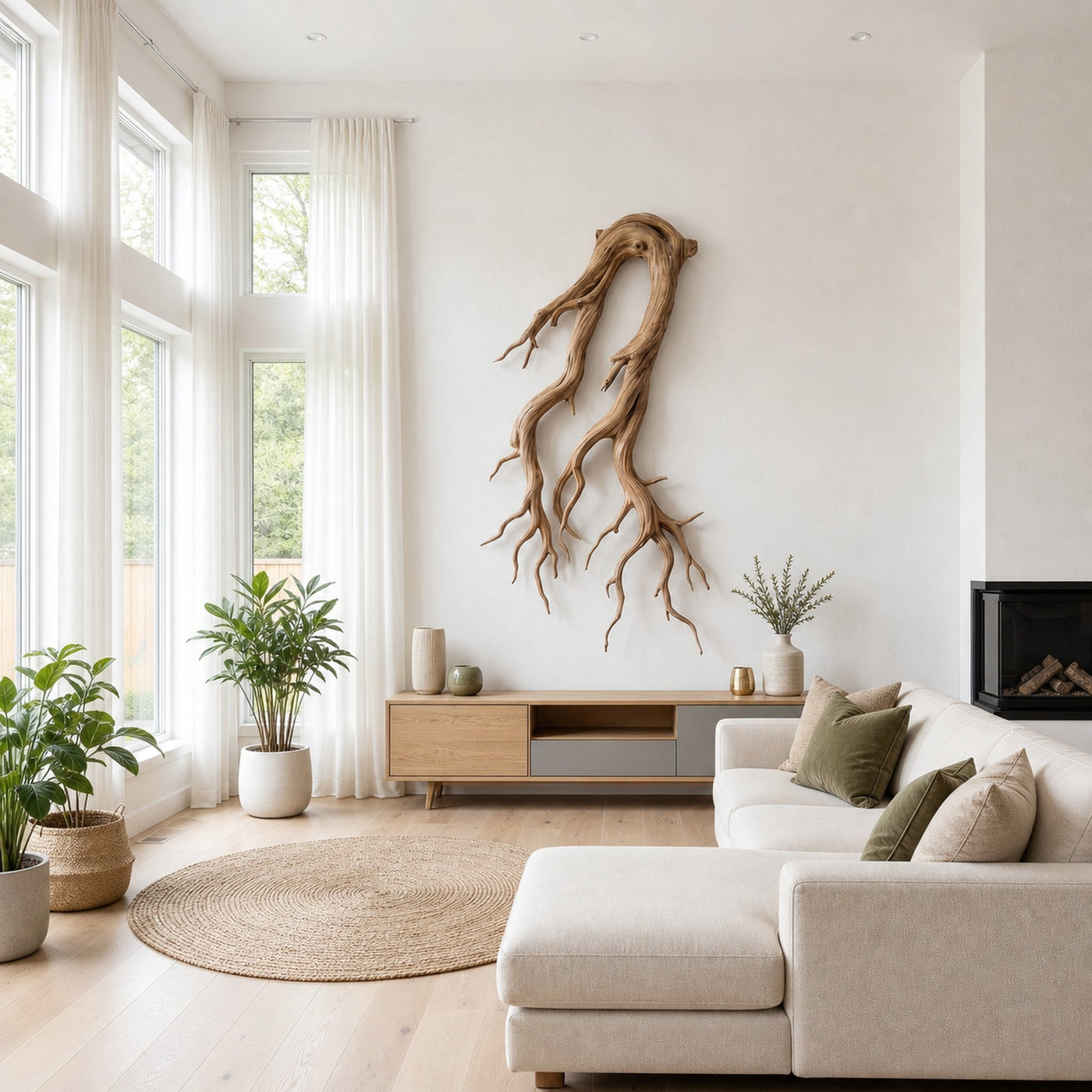 Rustic Root Wood Wall Sculpture Living Room And Entryway - product view 4