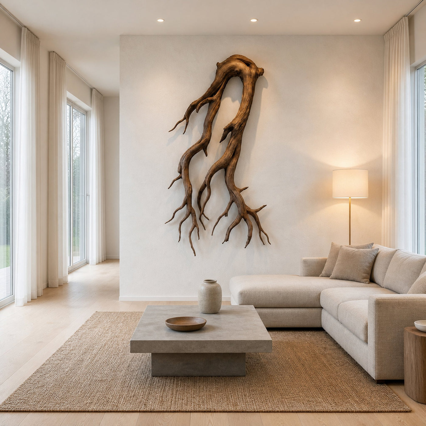 Rustic Root Wood Wall Sculpture Living Room And Entryway - product view 5