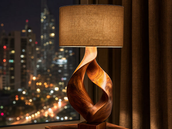 Rustic Sculptural Lamp Living Room Cabin Lodge Cozy Corner Space
