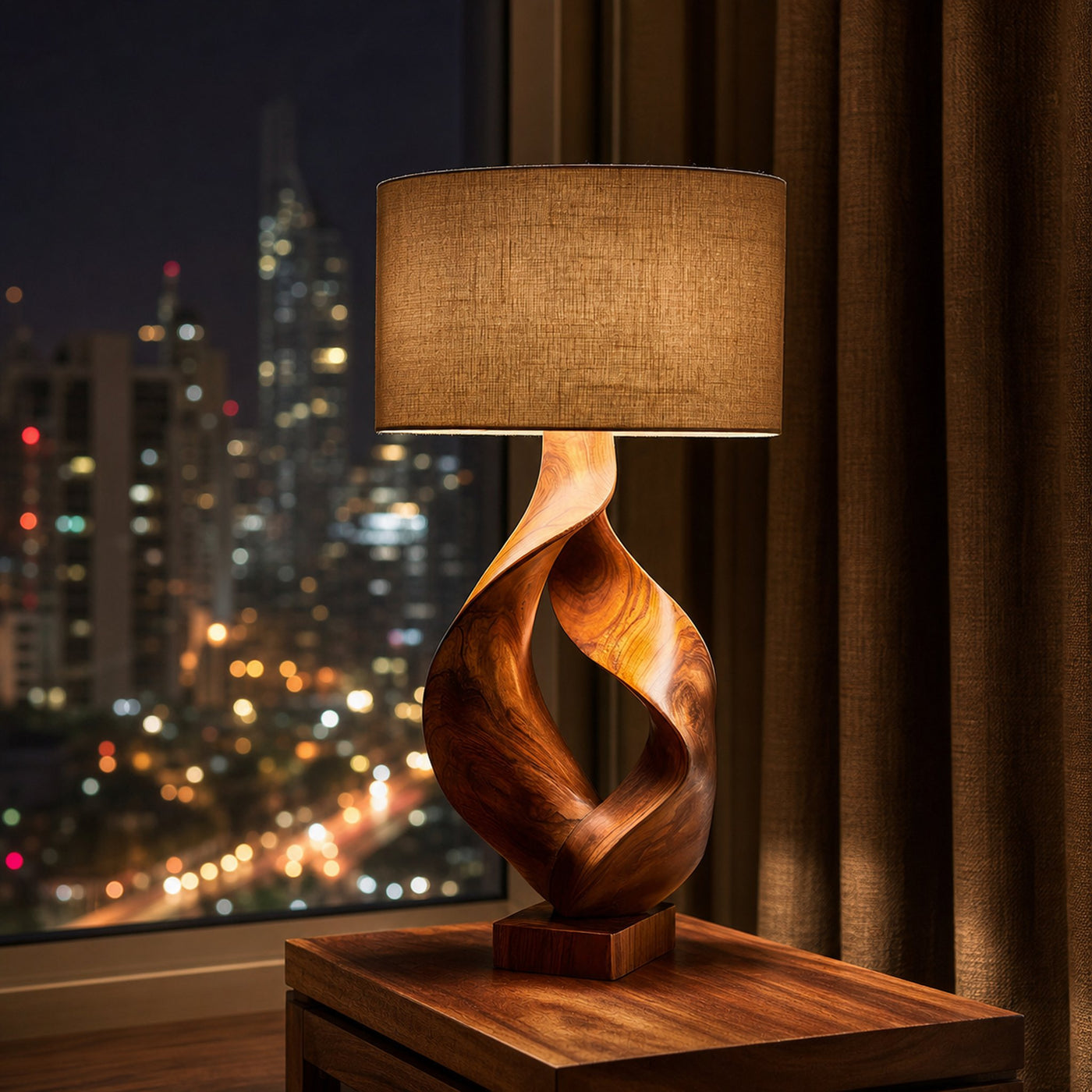 Rustic Sculptural Lamp Living Room Cabin Lodge Cozy Corner Space