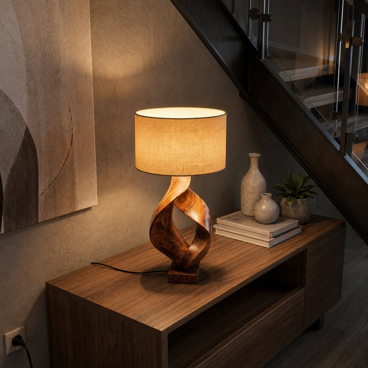 Rustic Sculptural Lamp Living Room Cabin Lodge Cozy Corner Space - product view 2