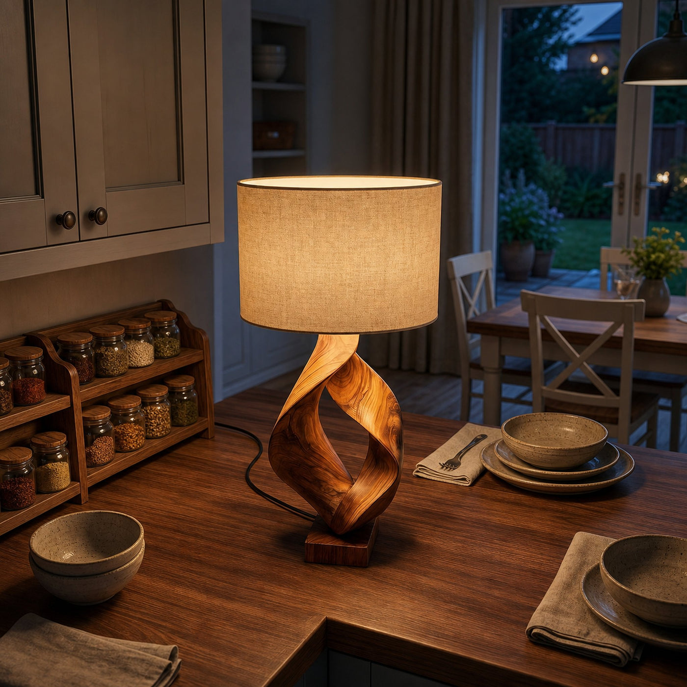 Rustic Sculptural Lamp Living Room Cabin Lodge Cozy Corner Space - product view 3