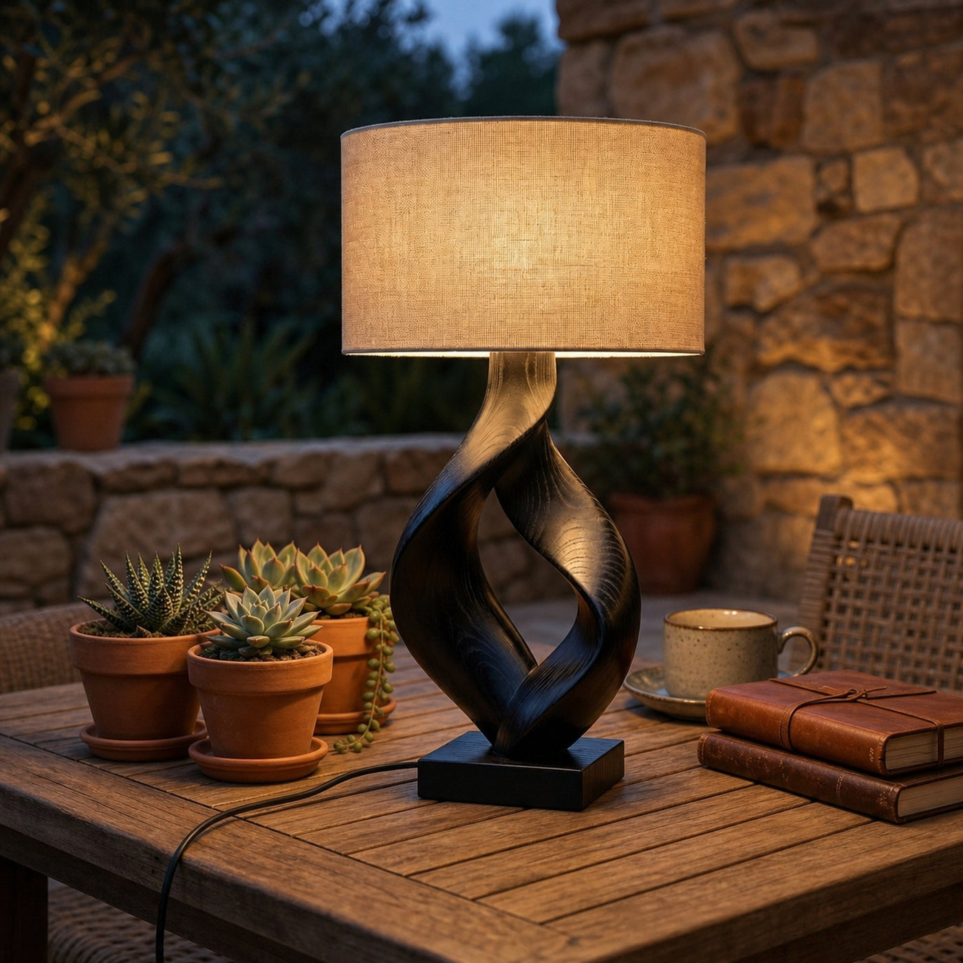 Rustic Sculptural Lamp Living Room Cabin Lodge Cozy Corner Space - product view 4