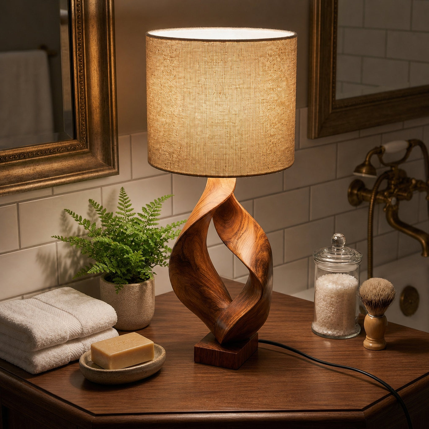 Rustic Sculptural Lamp Living Room Cabin Lodge Cozy Corner Space - product view 6