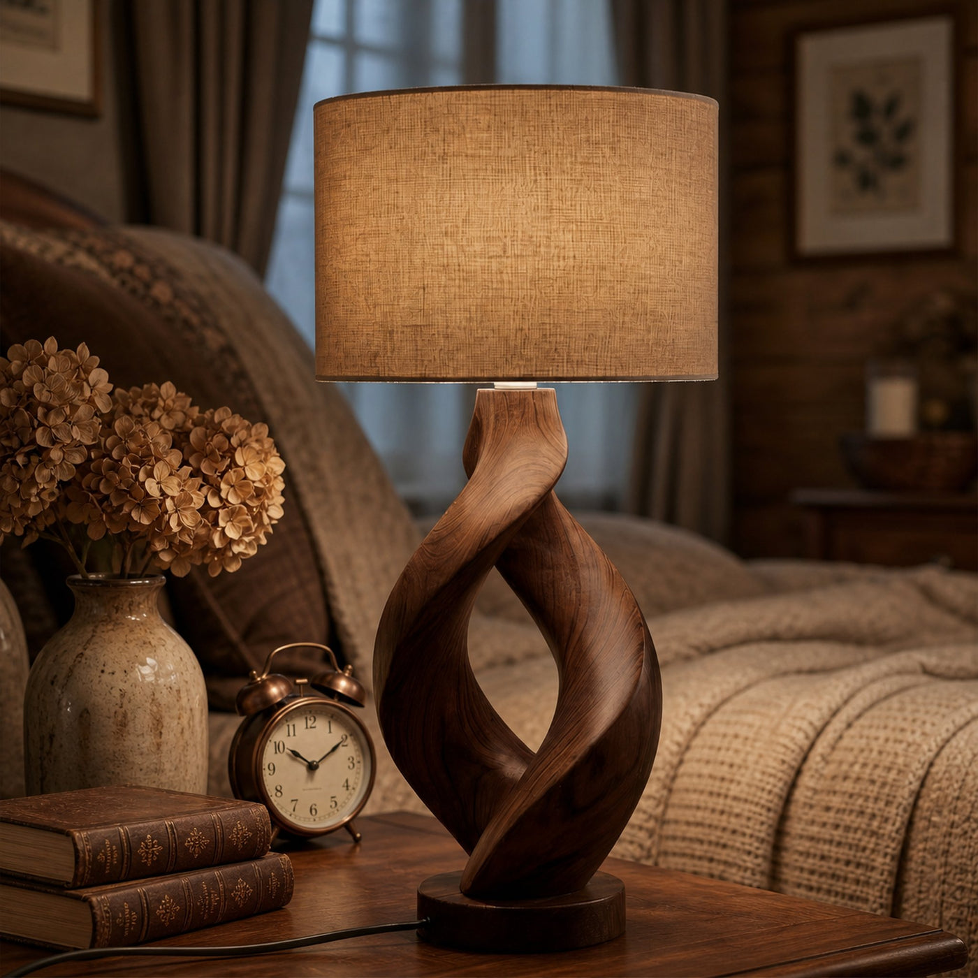 Rustic Sculptural Lamp Living Room Cabin Lodge Cozy Corner Space - product view 7
