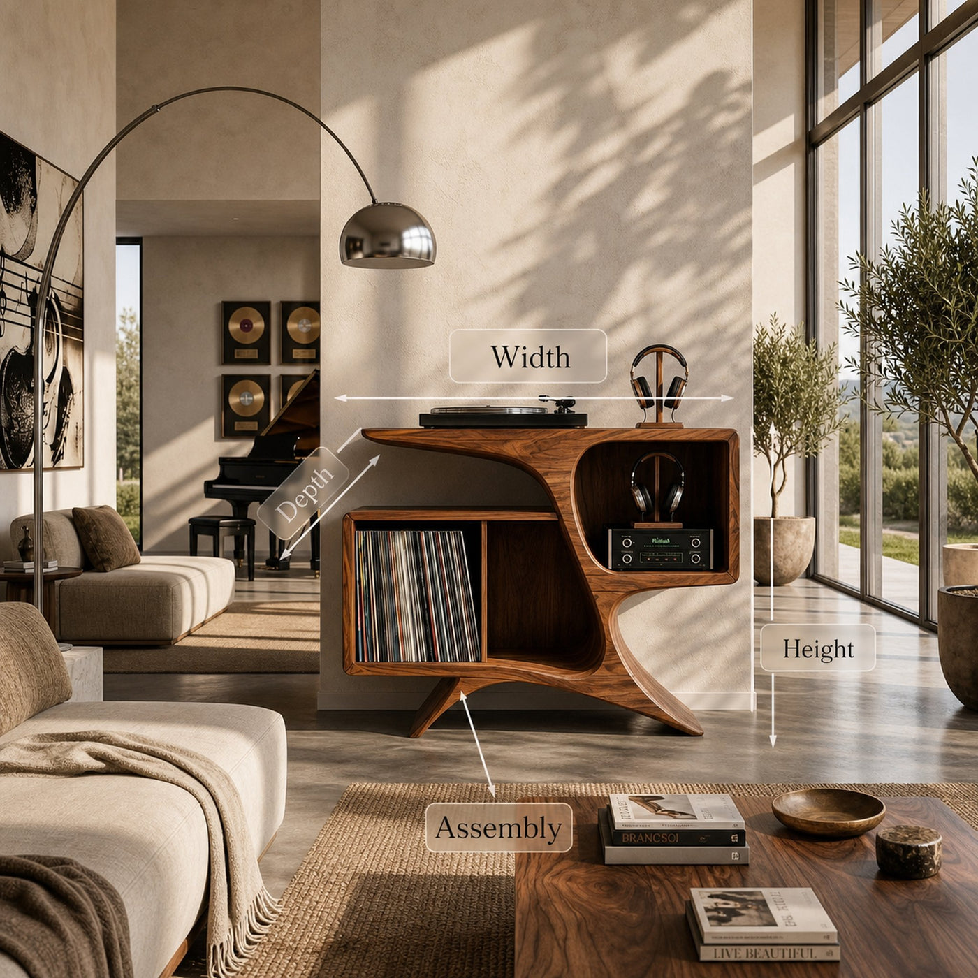Rustic Sculptural Wooden Record Cabinet For Living Room Furniture - product view 8