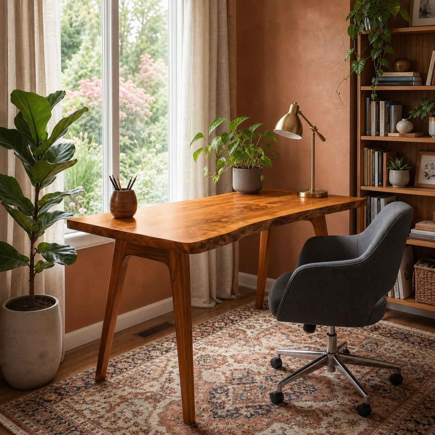 Rustic Solid Wood Desk For Home Office And Study Room - product view 6