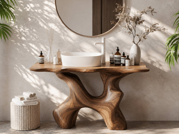 Rustic Solid Wood Vanity For Handmade Bathroom Look