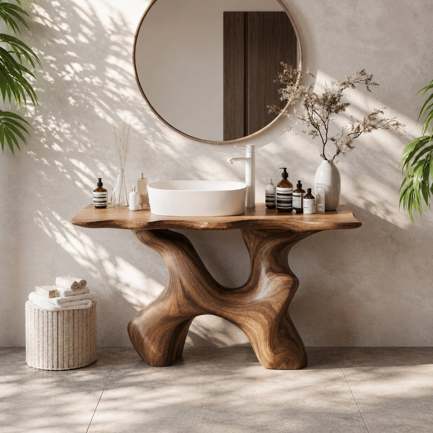 Rustic Solid Wood Vanity For Handmade Bathroom Look
