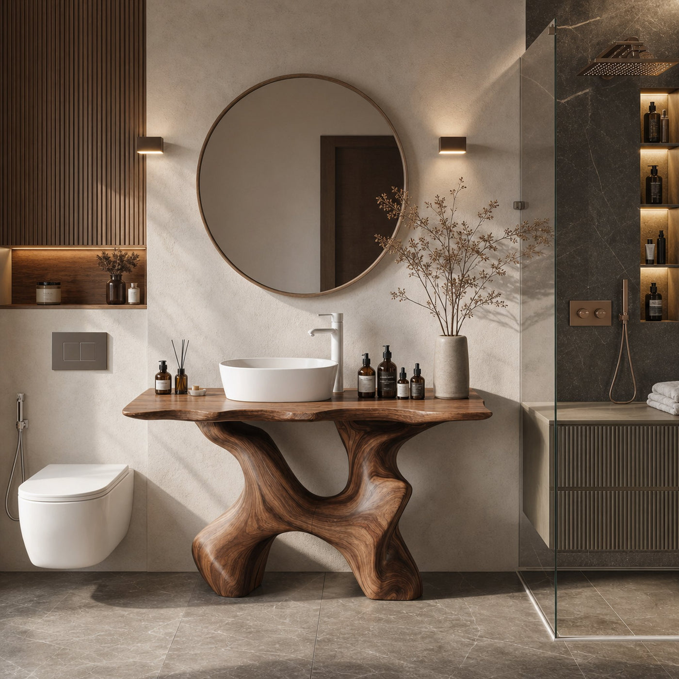 Rustic Solid Wood Vanity For Handmade Bathroom Look - product view 2