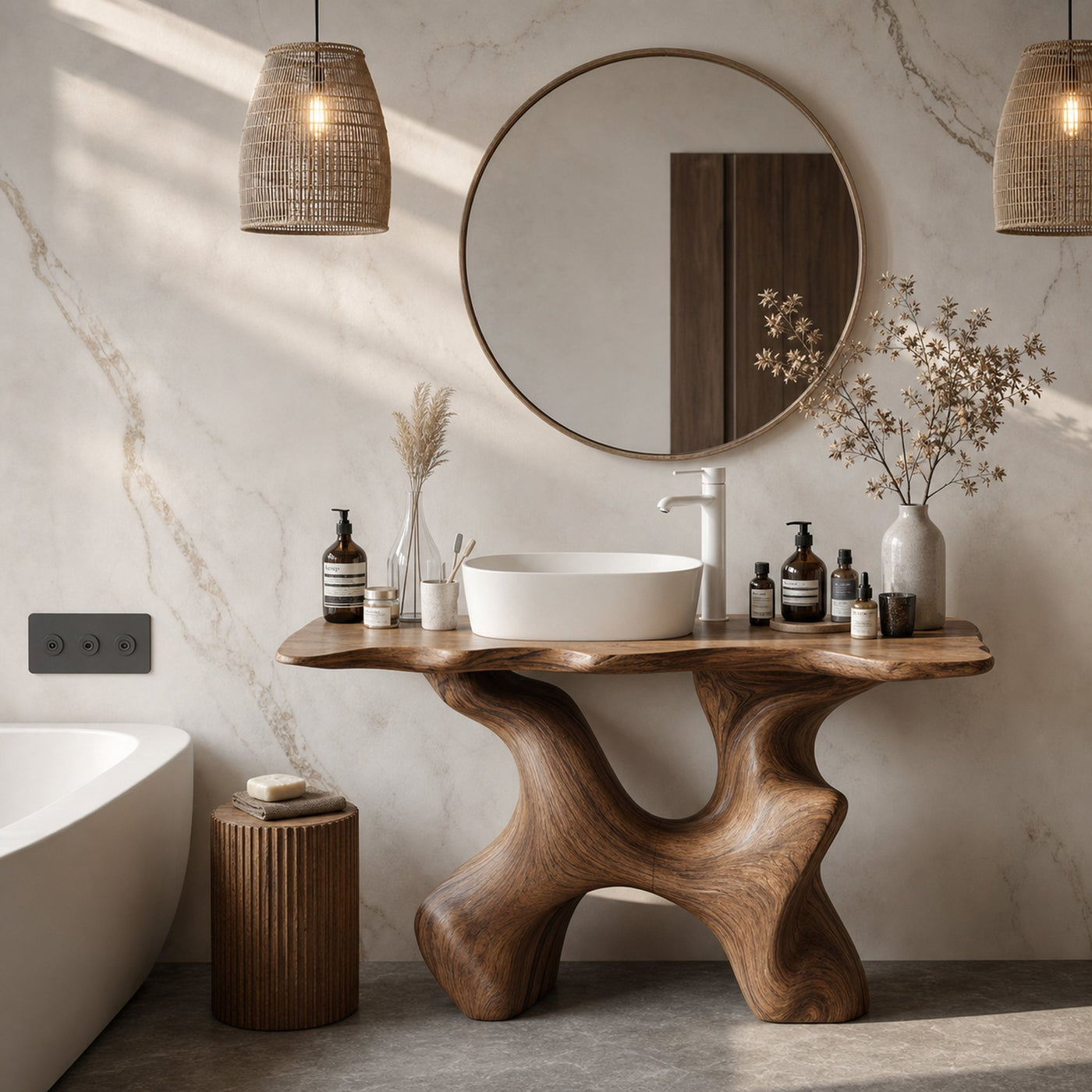 Rustic Solid Wood Vanity For Handmade Bathroom Look - product view 3