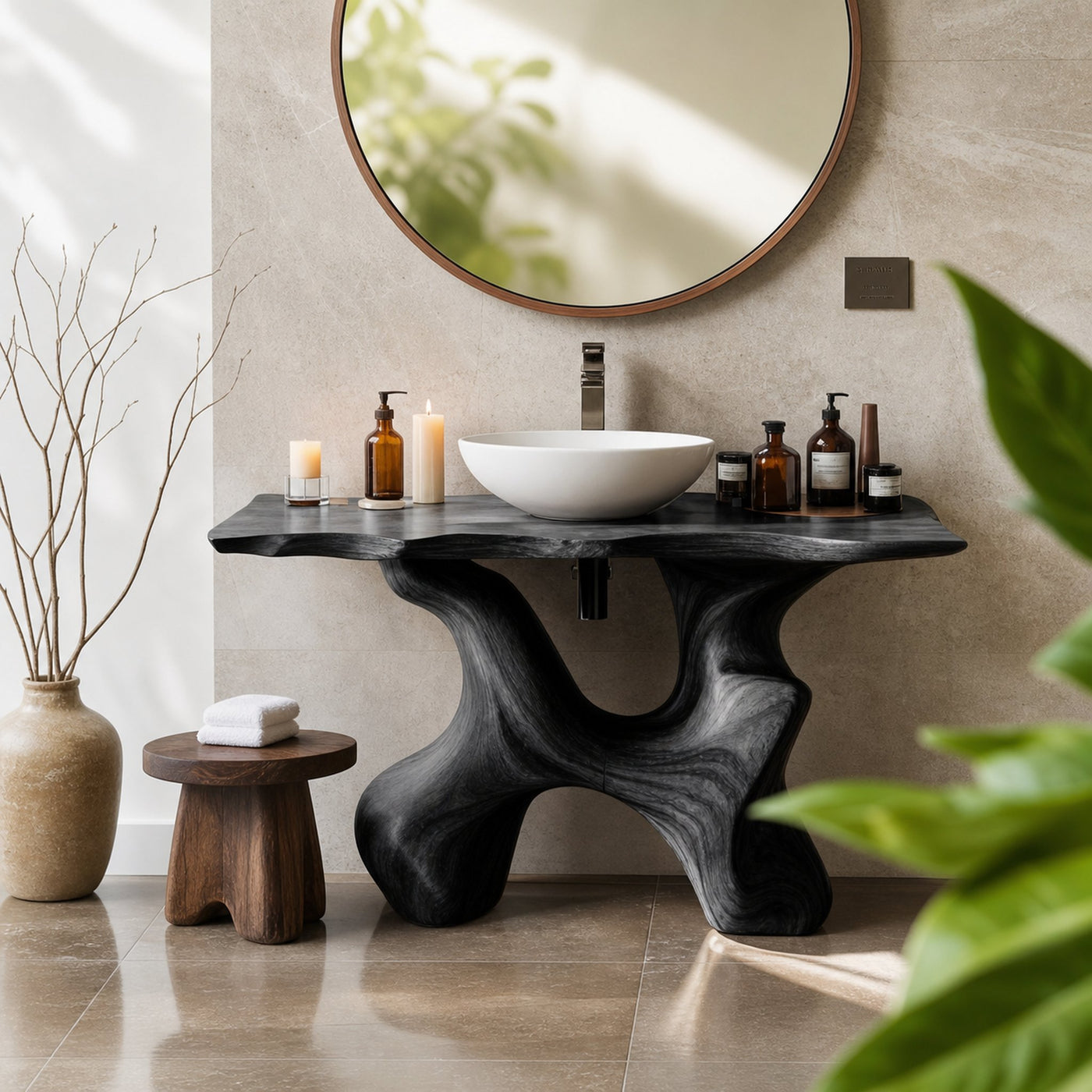 Rustic Solid Wood Vanity For Handmade Bathroom Look - product view 4
