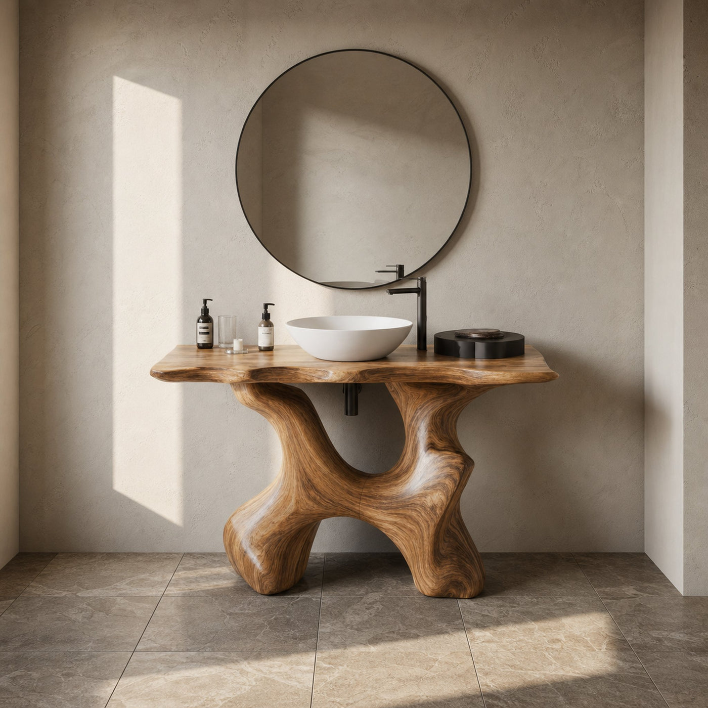 Rustic Solid Wood Vanity For Handmade Bathroom Look - product view 5