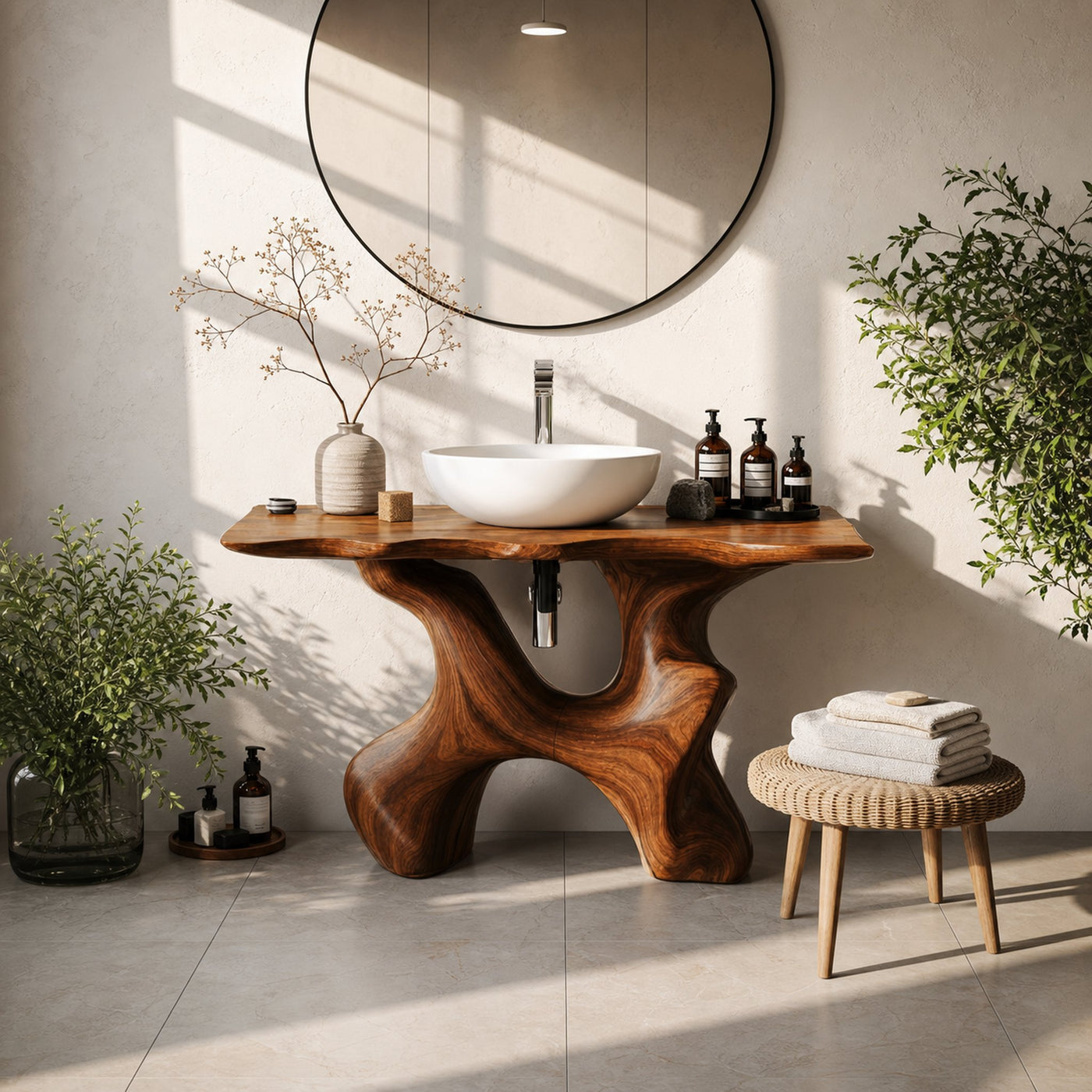 Rustic Solid Wood Vanity For Handmade Bathroom Look - product view 6